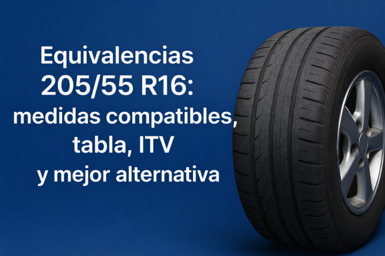 Equivalencias 205/55 R16: medidas compatibles, tabla, ITV y mejor alternativa