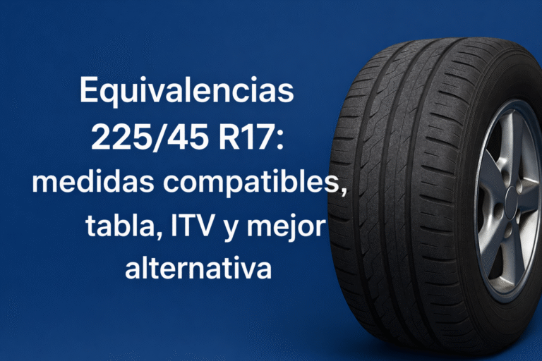 Equivalencias 225/45 R17: medidas compatibles, tabla, ITV y mejor alternativa