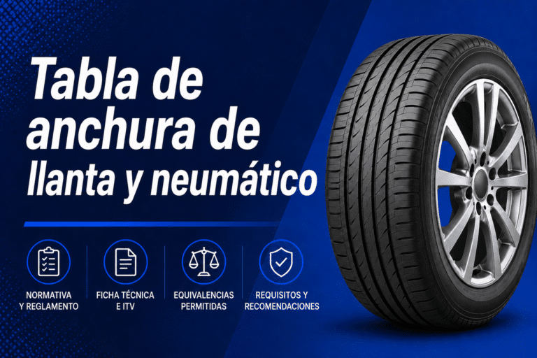 Tabla de anchura de llanta y neumático